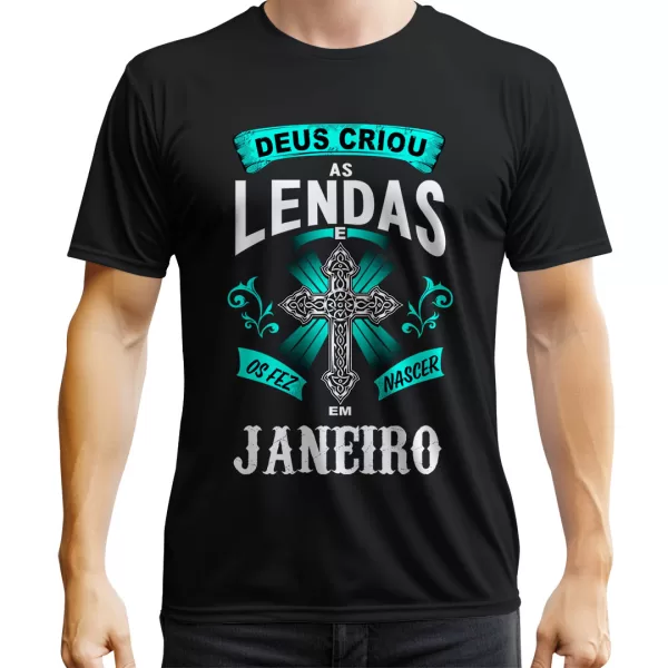 Camiseta Aniversário Deus Criou Em Janeiro